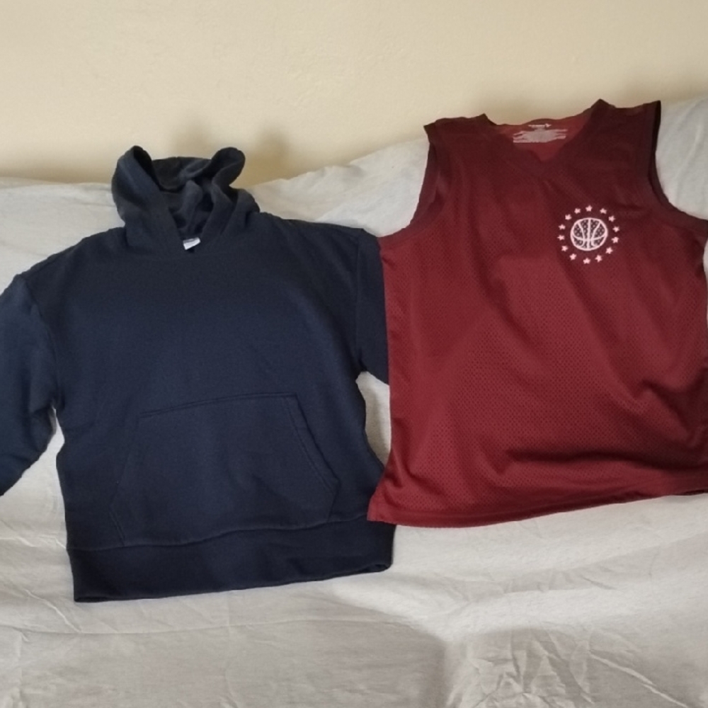 Old Navy Blue Hoodie and Maroon Active Top